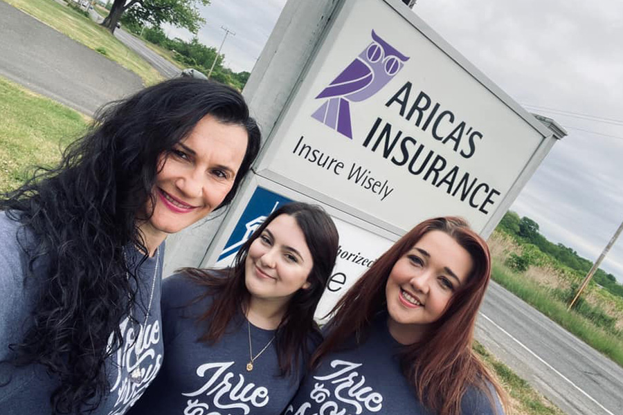 Personal Insurance - Arica, Emily and Hannah Standing Together Outside in Front of Office Sign